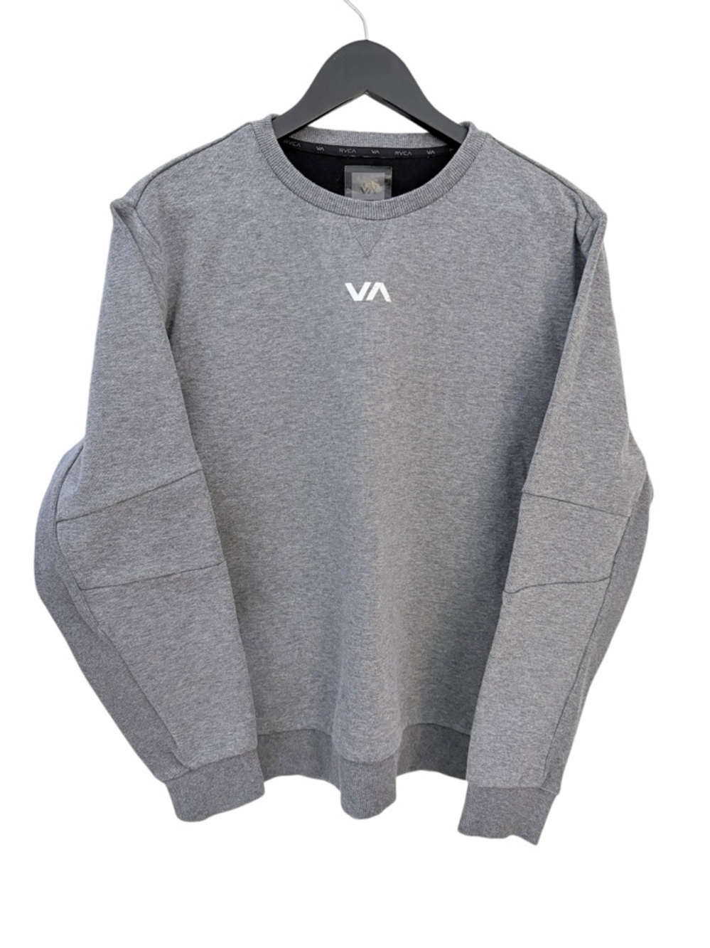 RVCA Grey VA Essential Sweatshirt Crewneck Minimal Streetwear Logo pullover l